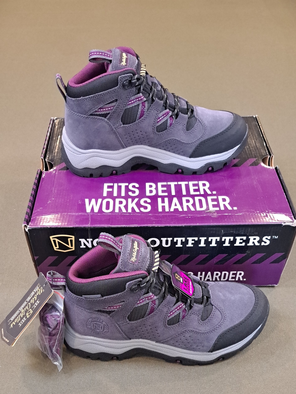 Noble Outfitters Women's Cutter Mid Waterproof Work Boots - Charcoal / Beet